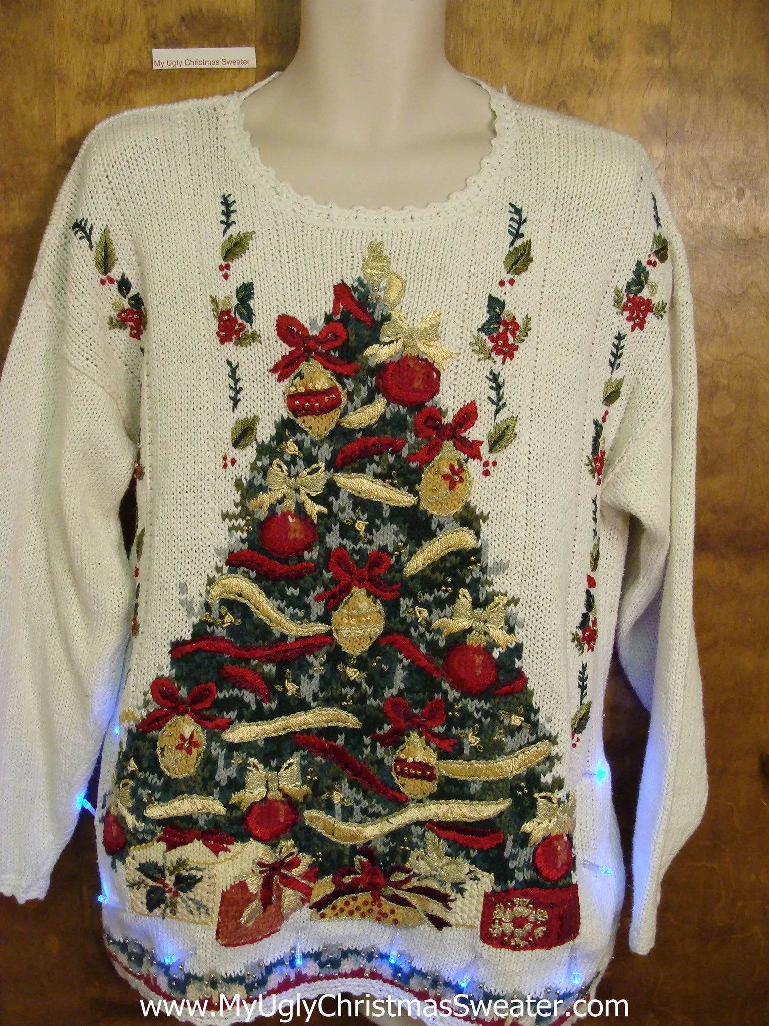 Tacky 80s Pullover with Tree Xmas Sweater with Lights