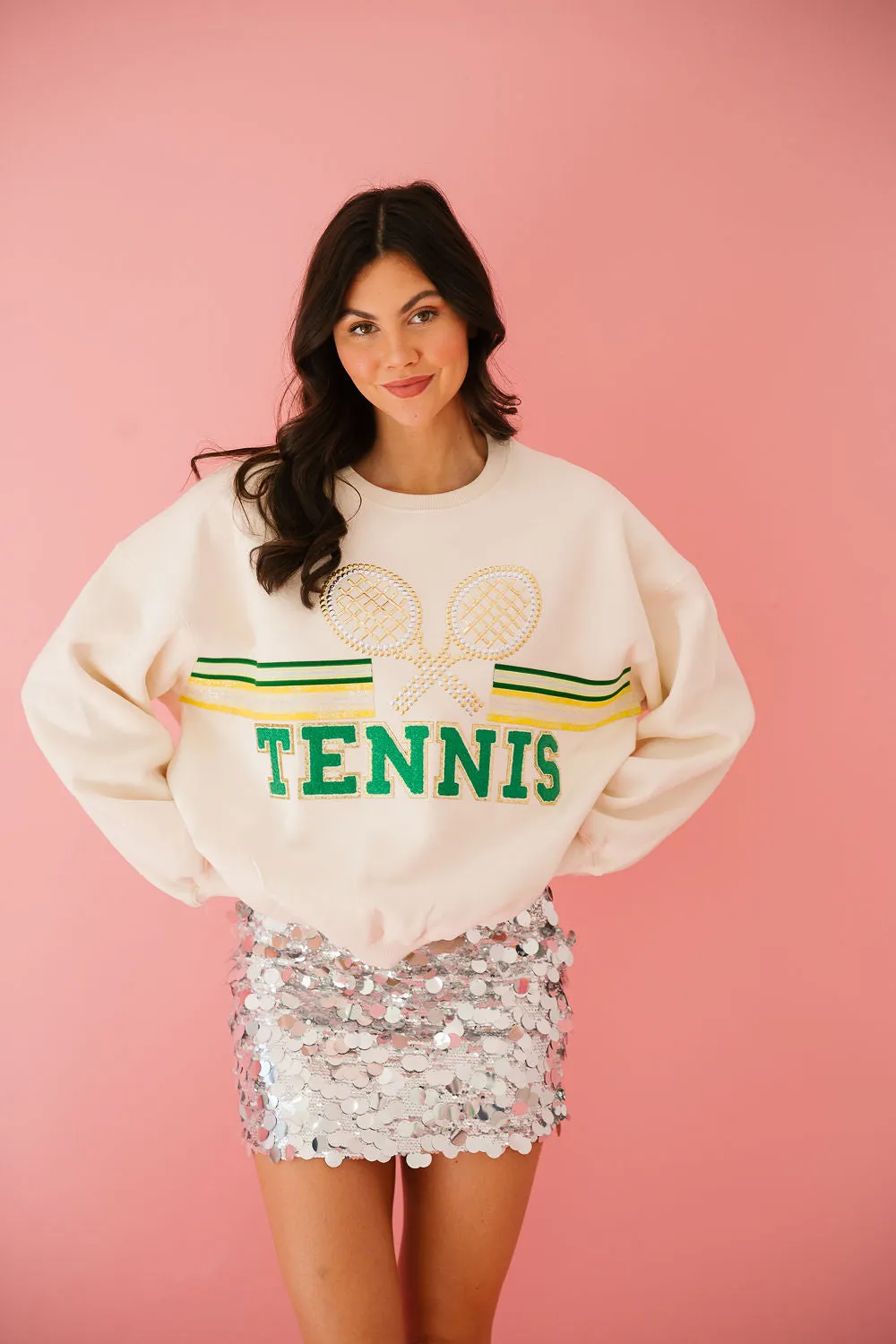 TENNIS DOUBLES CREAM PULLOVER