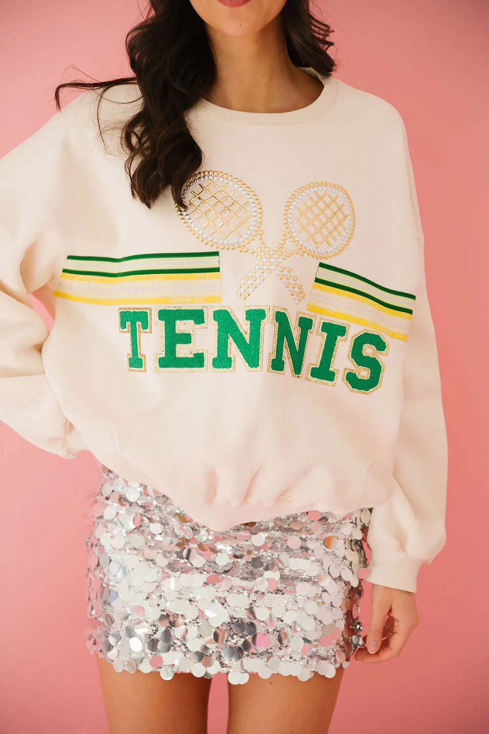 TENNIS DOUBLES CREAM PULLOVER