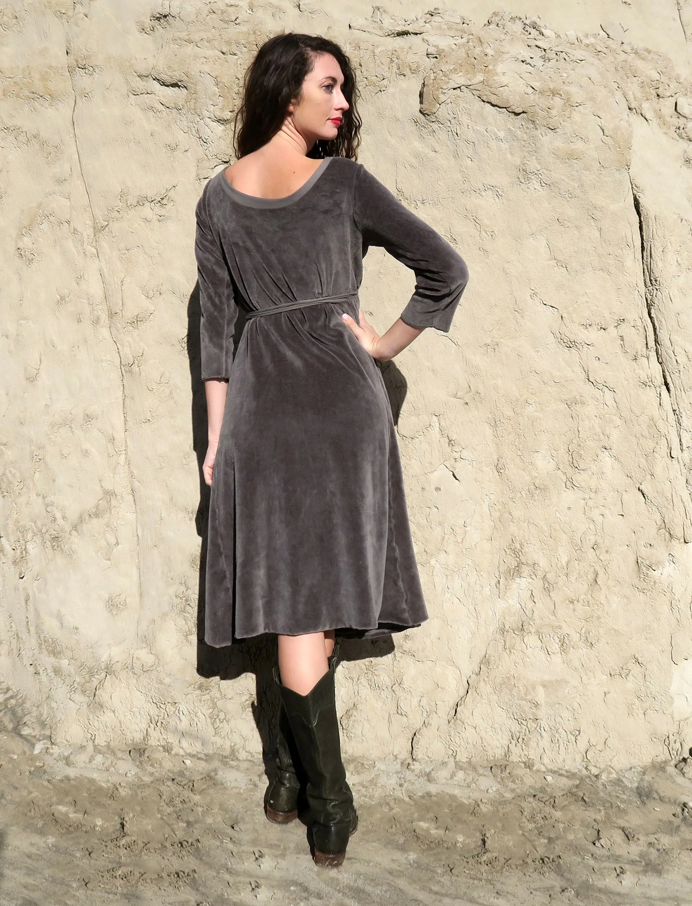 VELOUR Flip Wrap Simplicity Below Knee Dress