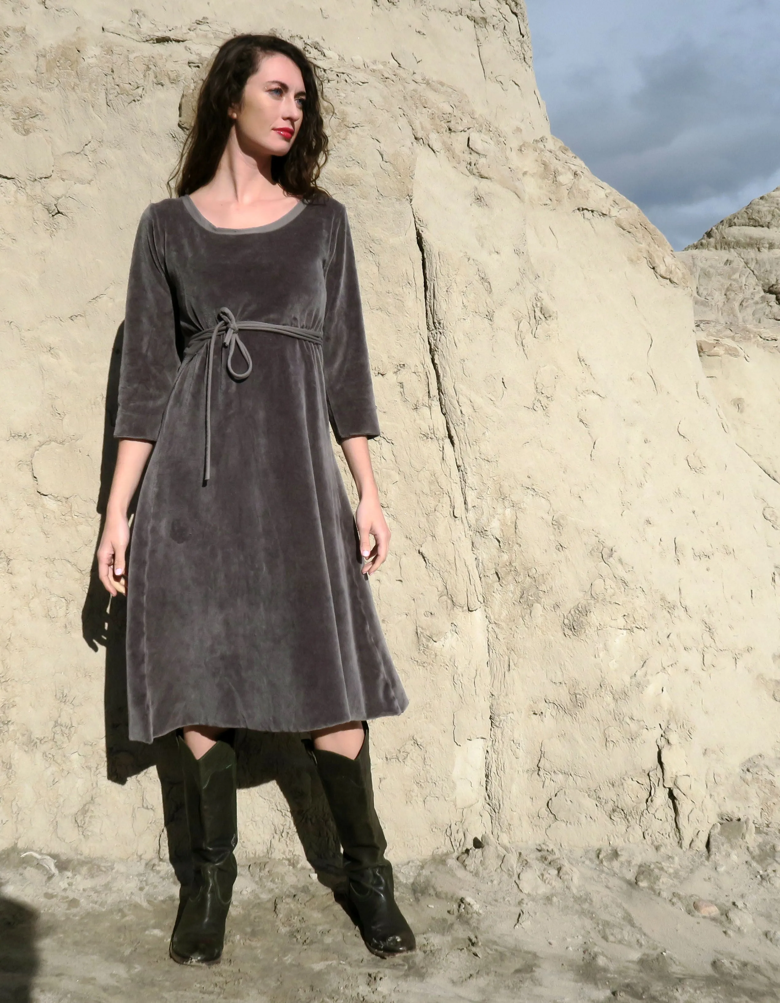 VELOUR Flip Wrap Simplicity Below Knee Dress