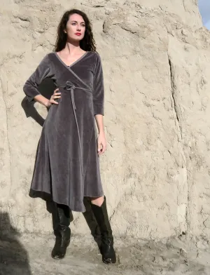 VELOUR Flip Wrap Simplicity Below Knee Dress