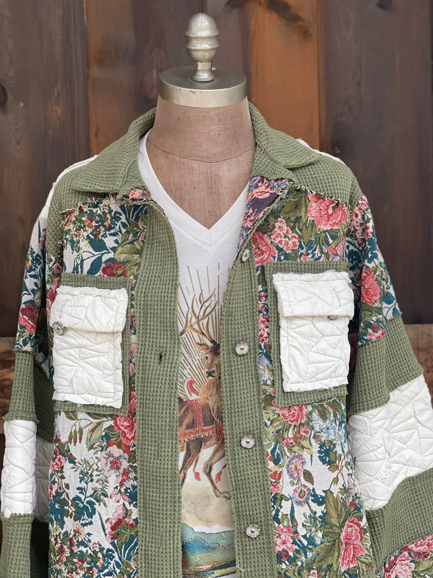 Vintage Wash Floral Layering Shacket