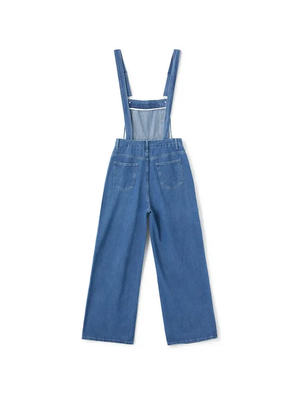 Wenkouban Blue Vintage Washed Boyfriend Denim Overall