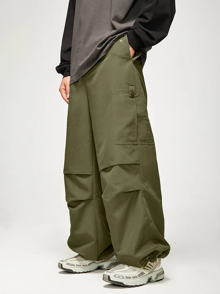 Wide-Leg Parachutist Pants With Drawstrings