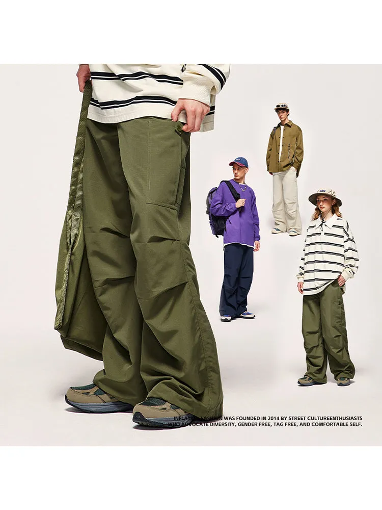 Wide-Leg Parachutist Pants With Drawstrings