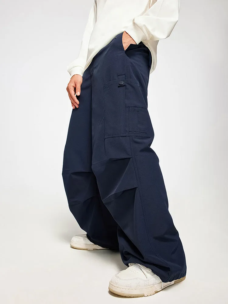 Wide-Leg Parachutist Pants With Drawstrings