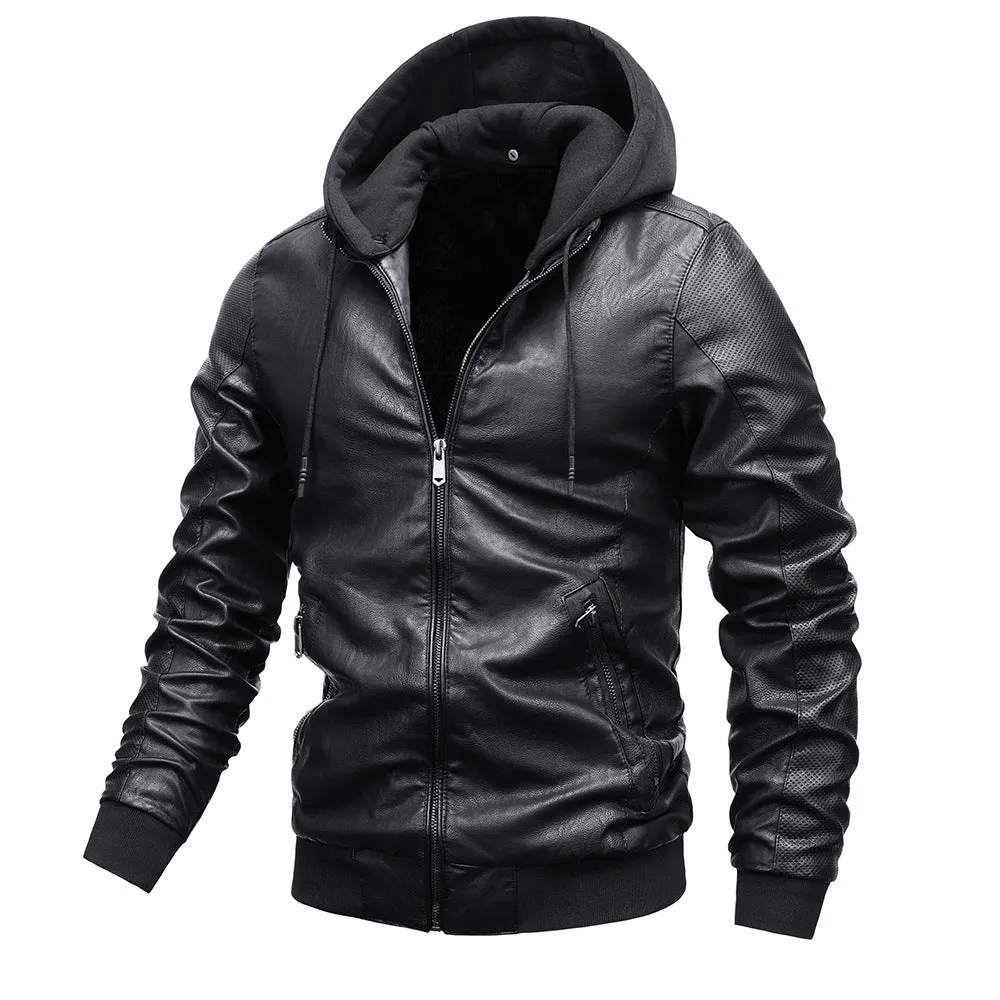 Winter Stand-collar Jacket Leather Jacket Men