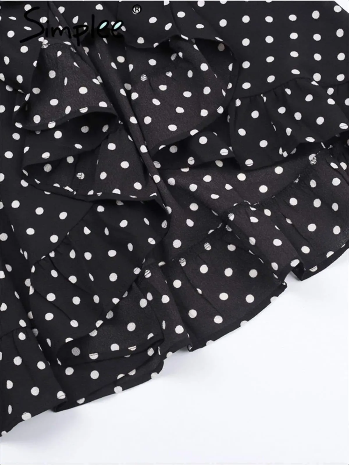 Women's Polka Dot Asymmetrical Ruffled Wrap Dress