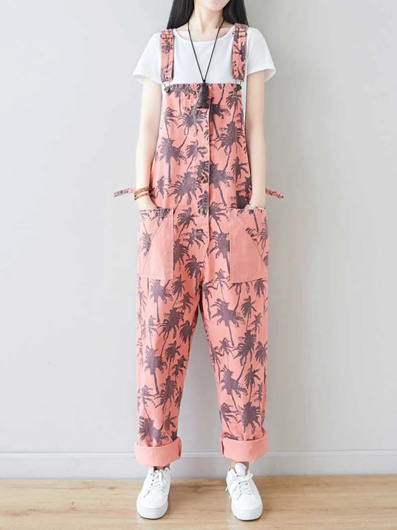 Work Hard Printed Cotton Overall Dungarees