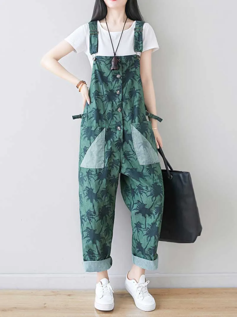 Work Hard Printed Cotton Overall Dungarees