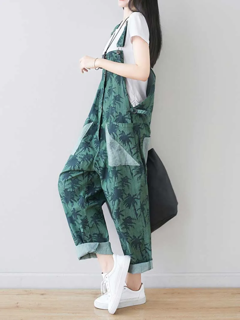 Work Hard Printed Cotton Overall Dungarees