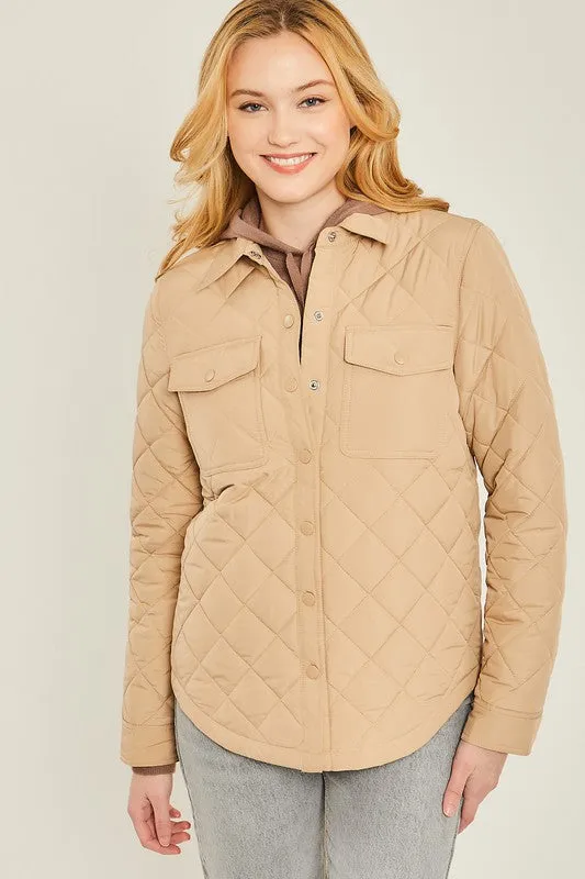 Woven Solid Bust Pocket Shacket