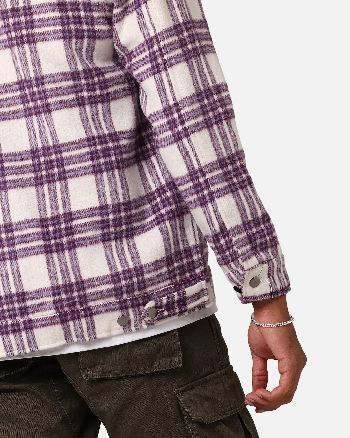 XXIII Darby Plaid Shacket Purple/White