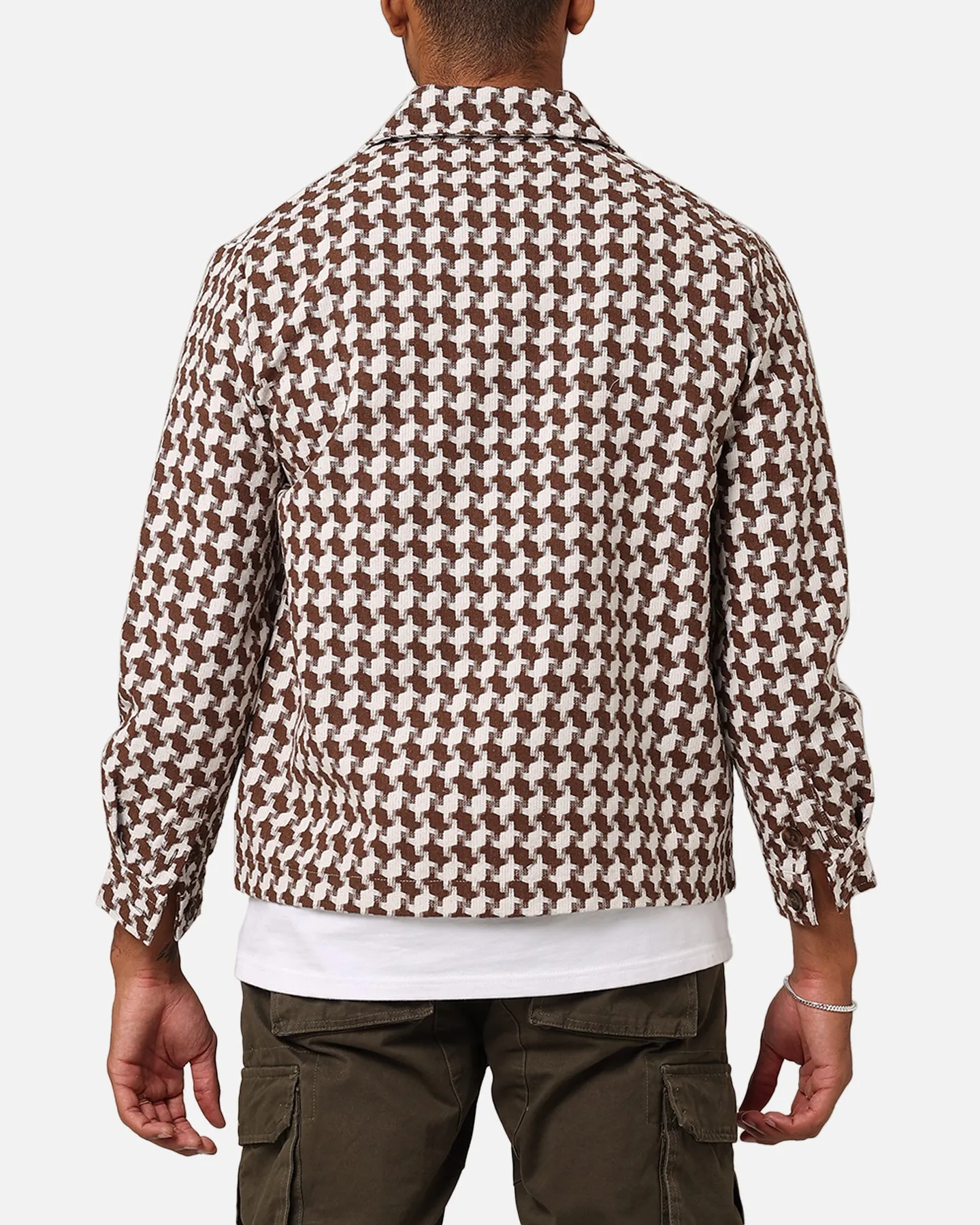 XXIII Jacquard Weave Shacket Brown/White